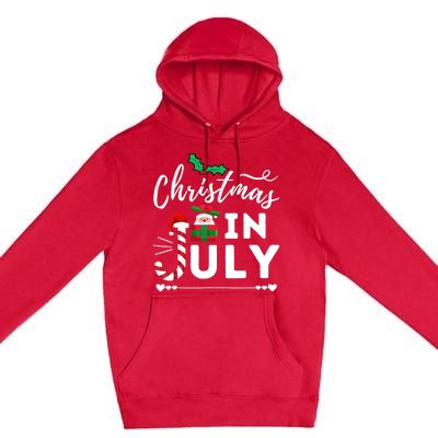 Christmas In July Beach Summer Santa Hat Gift Hawaiian 2021 Premium Pullover Hoodie