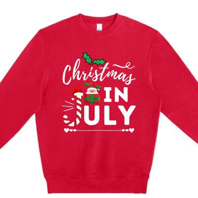 Christmas In July Beach Summer Santa Hat Gift Hawaiian 2021 Premium Crewneck Sweatshirt