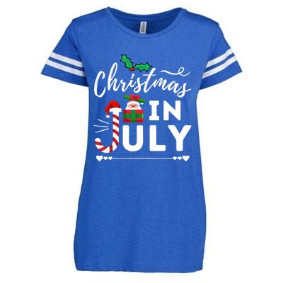 Christmas In July Beach Summer Santa Hat Gift Hawaiian 2021 Enza Ladies Jersey Football T-Shirt