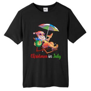 Christmas In July Santa Watermelon Tropical Hawaiian Xmas Tall Fusion ChromaSoft Performance T-Shirt