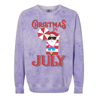 Christmas In July | Cute Beach Santa Claus Gift Colorblast Crewneck Sweatshirt