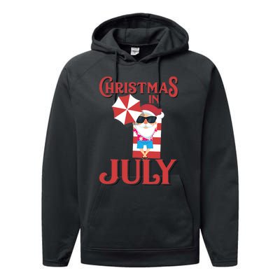 Christmas In July | Cute Beach Santa Claus Gift Performance Fleece Hoodie