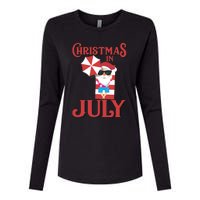 Christmas In July | Cute Beach Santa Claus Gift Womens Cotton Relaxed Long Sleeve T-Shirt