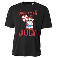 Christmas In July | Cute Beach Santa Claus Gift Cooling Performance Crew T-Shirt