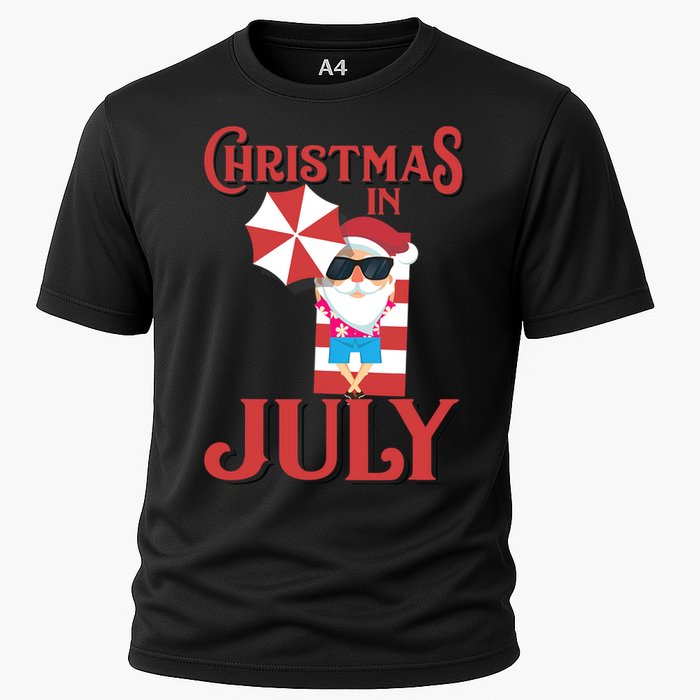 Christmas In July | Cute Beach Santa Claus Gift Cooling Performance Crew T-Shirt