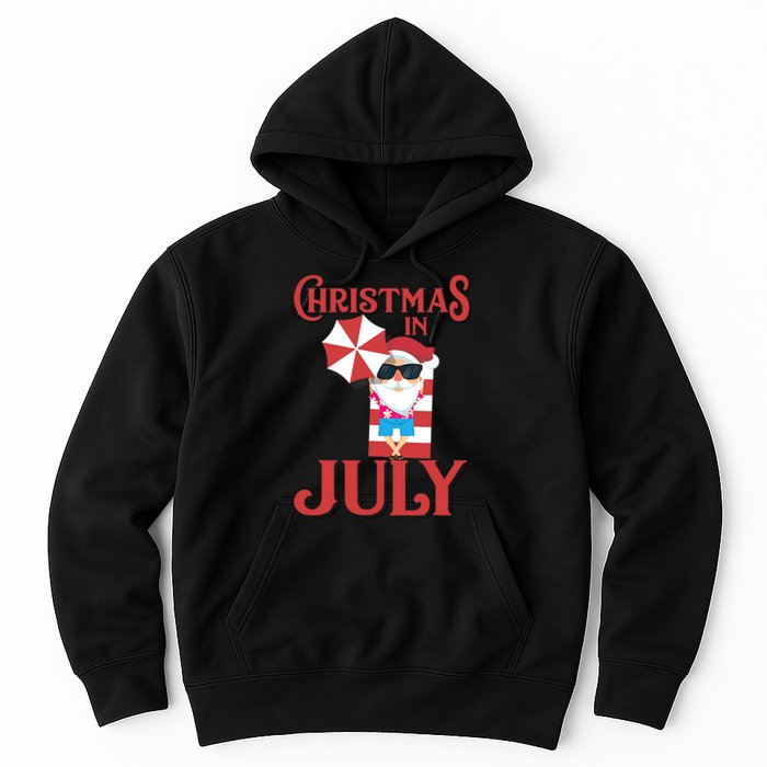 Christmas In July | Cute Beach Santa Claus Gift Hoodie