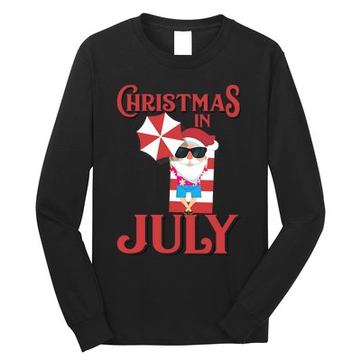 Christmas In July | Cute Beach Santa Claus Gift Long Sleeve Shirt