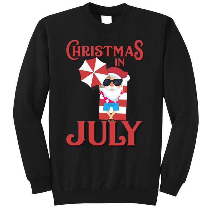 Christmas In July | Cute Beach Santa Claus Gift Sweatshirt