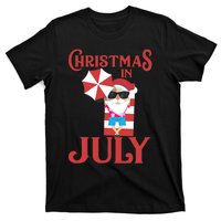 Christmas In July | Cute Beach Santa Claus Gift T-Shirt