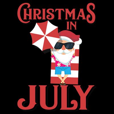 Christmas In July | Cute Beach Santa Claus Gift T-Shirt