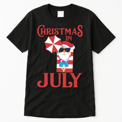 Christmas In July | Cute Beach Santa Claus Gift Tall T-Shirt