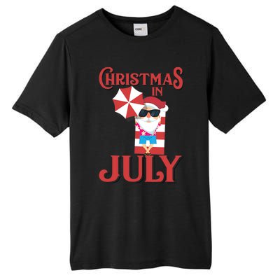 Christmas In July | Cute Beach Santa Claus Gift Tall Fusion ChromaSoft Performance T-Shirt