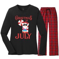 Christmas In July | Cute Beach Santa Claus Gift Women's Long Sleeve Flannel Pajama Set 