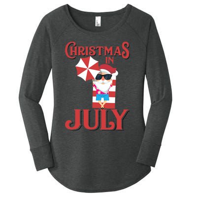 Christmas In July | Cute Beach Santa Claus Gift Women's Perfect Tri Tunic Long Sleeve Shirt