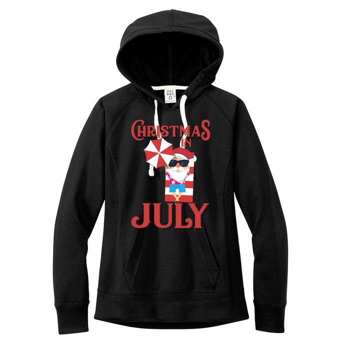 Christmas In July | Cute Beach Santa Claus Gift Women's Fleece Hoodie