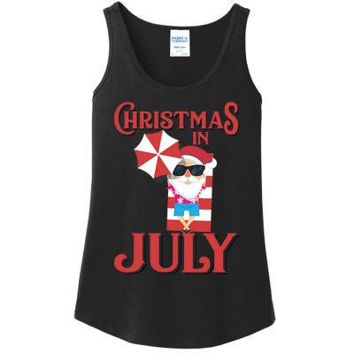 Christmas In July | Cute Beach Santa Claus Gift Ladies Essential Tank