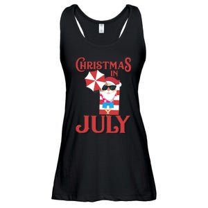 Christmas In July | Cute Beach Santa Claus Gift Ladies Essential Flowy Tank