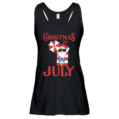 Christmas In July | Cute Beach Santa Claus Gift Ladies Essential Flowy Tank