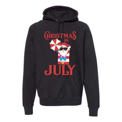 Christmas In July | Cute Beach Santa Claus Gift Premium Hoodie