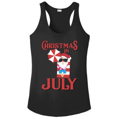 Christmas In July | Cute Beach Santa Claus Gift Ladies PosiCharge Competitor Racerback Tank