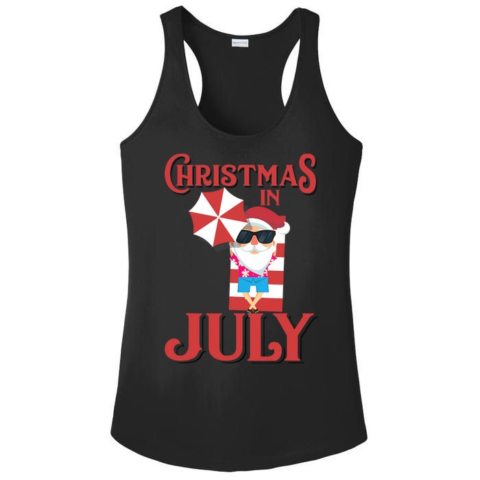 Christmas In July | Cute Beach Santa Claus Gift Ladies PosiCharge Competitor Racerback Tank