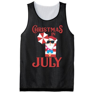 Christmas In July | Cute Beach Santa Claus Gift Mesh Reversible Basketball Jersey Tank