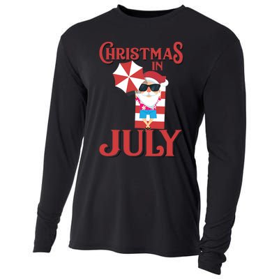 Christmas In July | Cute Beach Santa Claus Gift Cooling Performance Long Sleeve Crew