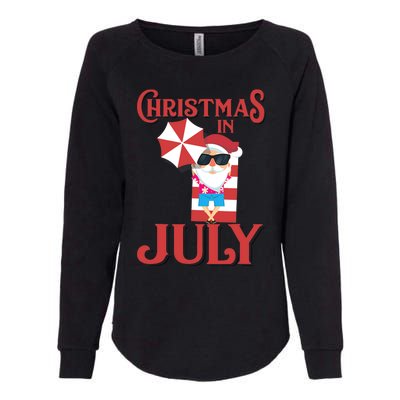 Christmas In July | Cute Beach Santa Claus Gift Womens California Wash Sweatshirt