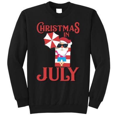 Christmas In July | Cute Beach Santa Claus Gift Tall Sweatshirt