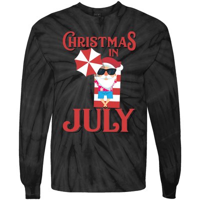 Christmas In July | Cute Beach Santa Claus Gift Tie-Dye Long Sleeve Shirt