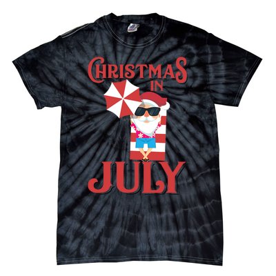 Christmas In July | Cute Beach Santa Claus Gift Tie-Dye T-Shirt