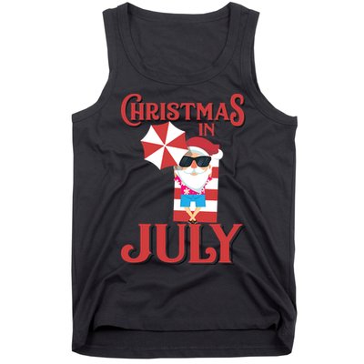 Christmas In July | Cute Beach Santa Claus Gift Tank Top