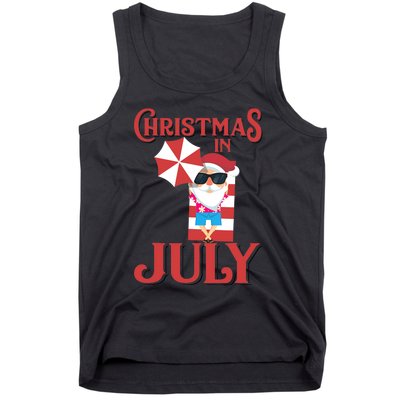 Christmas In July | Cute Beach Santa Claus Gift Tank Top