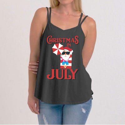 Christmas In July | Cute Beach Santa Claus Gift Women's Strappy Tank