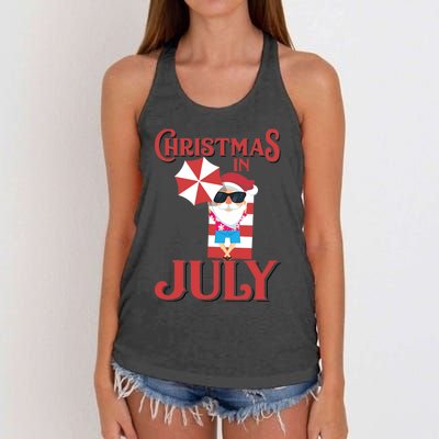 Christmas In July | Cute Beach Santa Claus Gift Women's Knotted Racerback Tank