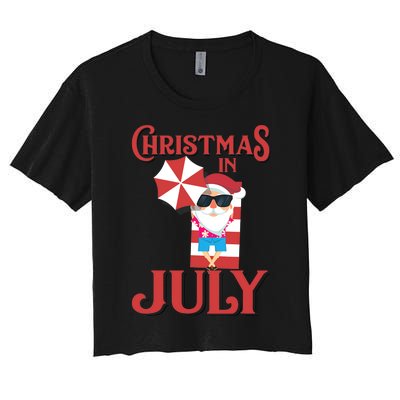 Christmas In July | Cute Beach Santa Claus Gift Women's Crop Top Tee