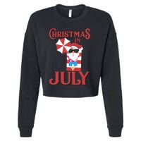 Christmas In July | Cute Beach Santa Claus Gift Cropped Pullover Crew