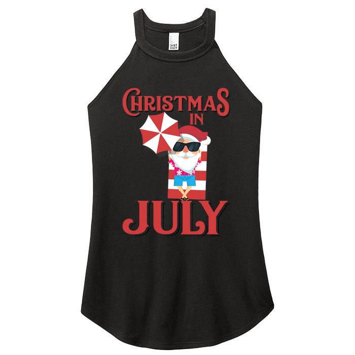 Christmas In July | Cute Beach Santa Claus Gift Women's Perfect Tri Rocker Tank