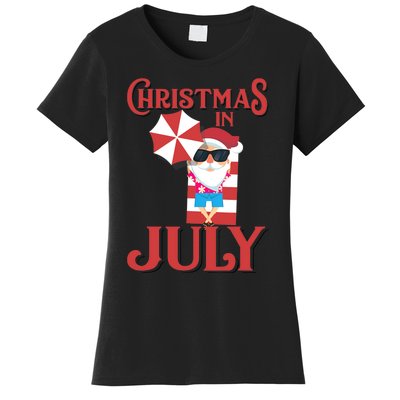 Christmas In July | Cute Beach Santa Claus Gift Women's T-Shirt