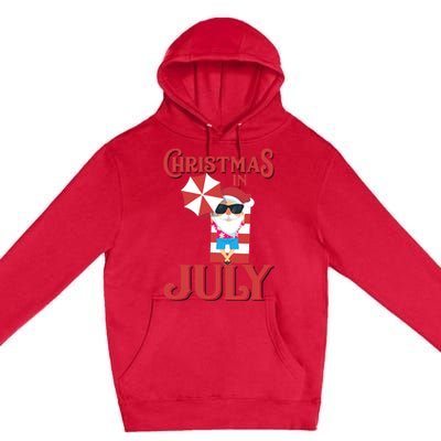 Christmas In July | Cute Beach Santa Claus Gift Premium Pullover Hoodie