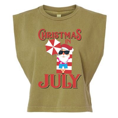 Christmas In July | Cute Beach Santa Claus Gift Garment-Dyed Women's Muscle Tee