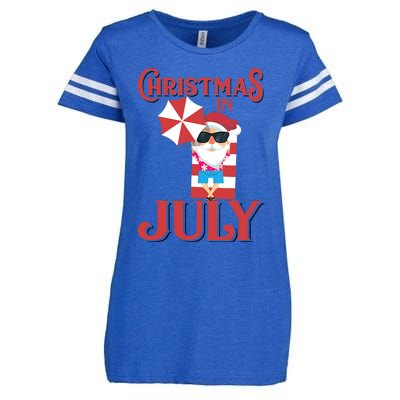 Christmas In July | Cute Beach Santa Claus Gift Enza Ladies Jersey Football T-Shirt