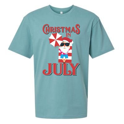 Christmas In July | Cute Beach Santa Claus Gift Sueded Cloud Jersey T-Shirt