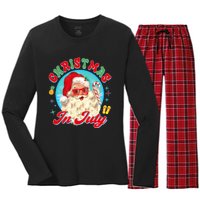 Christmas In July Santa Claus Vacation Summer Men Women Kids Women's Long Sleeve Flannel Pajama Set 