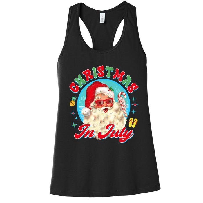 Christmas In July Santa Claus Vacation Summer Men Women Kids Women's Racerback Tank