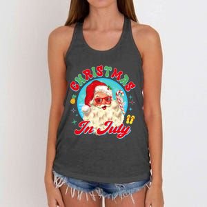 Christmas In July Santa Claus Vacation Summer Men Women Kids Women's Knotted Racerback Tank