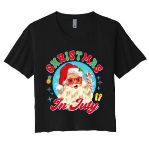 Christmas In July Santa Claus Vacation Summer Men Women Kids Women's Crop Top Tee