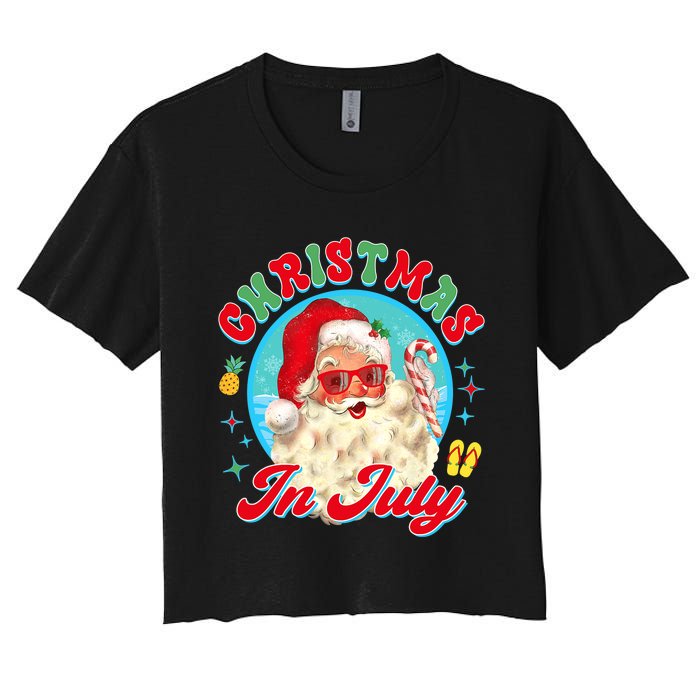 Christmas In July Santa Claus Vacation Summer Men Women Kids Women's Crop Top Tee