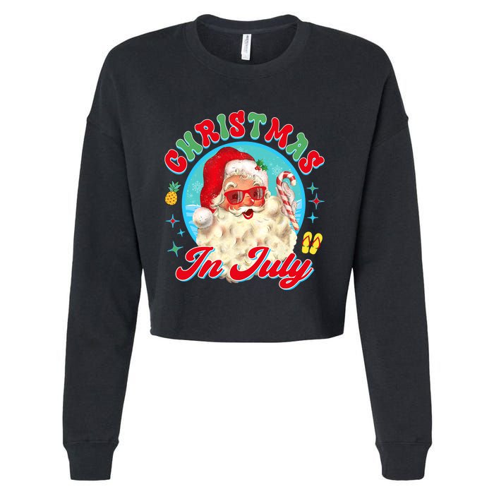 Christmas In July Santa Claus Vacation Summer Men Women Kids Cropped Pullover Crew