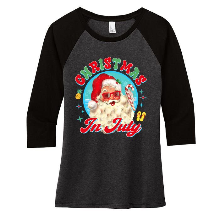 Christmas In July Santa Claus Vacation Summer Men Women Kids Women's Tri-Blend 3/4-Sleeve Raglan Shirt